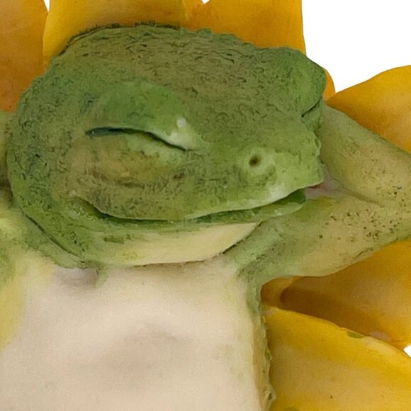 Aynsley MasterCraft Hand Painted Frog Yellow Water Lily Flower UK England VTG - Picture 4 of 12